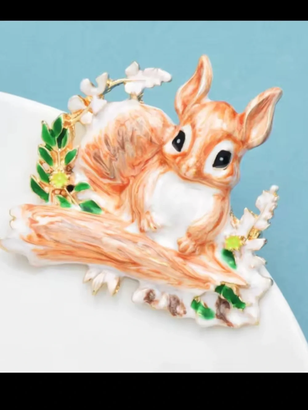Adorable Squirrel Woodland Gold Brooch